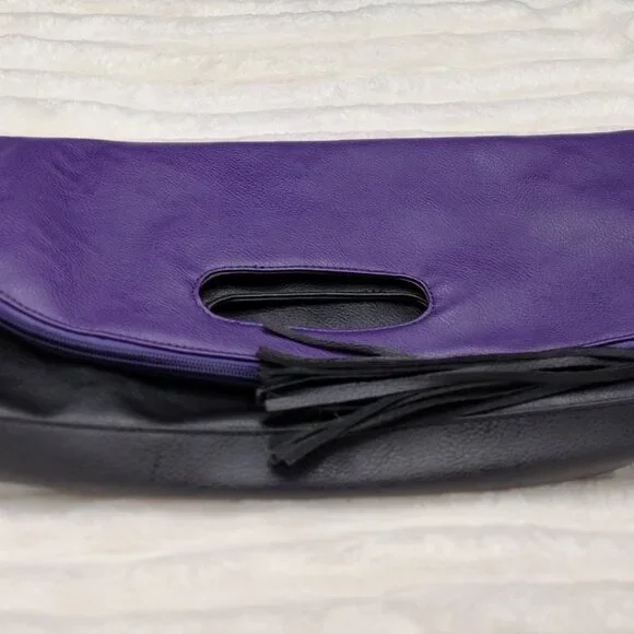 Purple & Black Oversized Clutch / Foldover Bag – Statement Chic - Picture 7 of 7